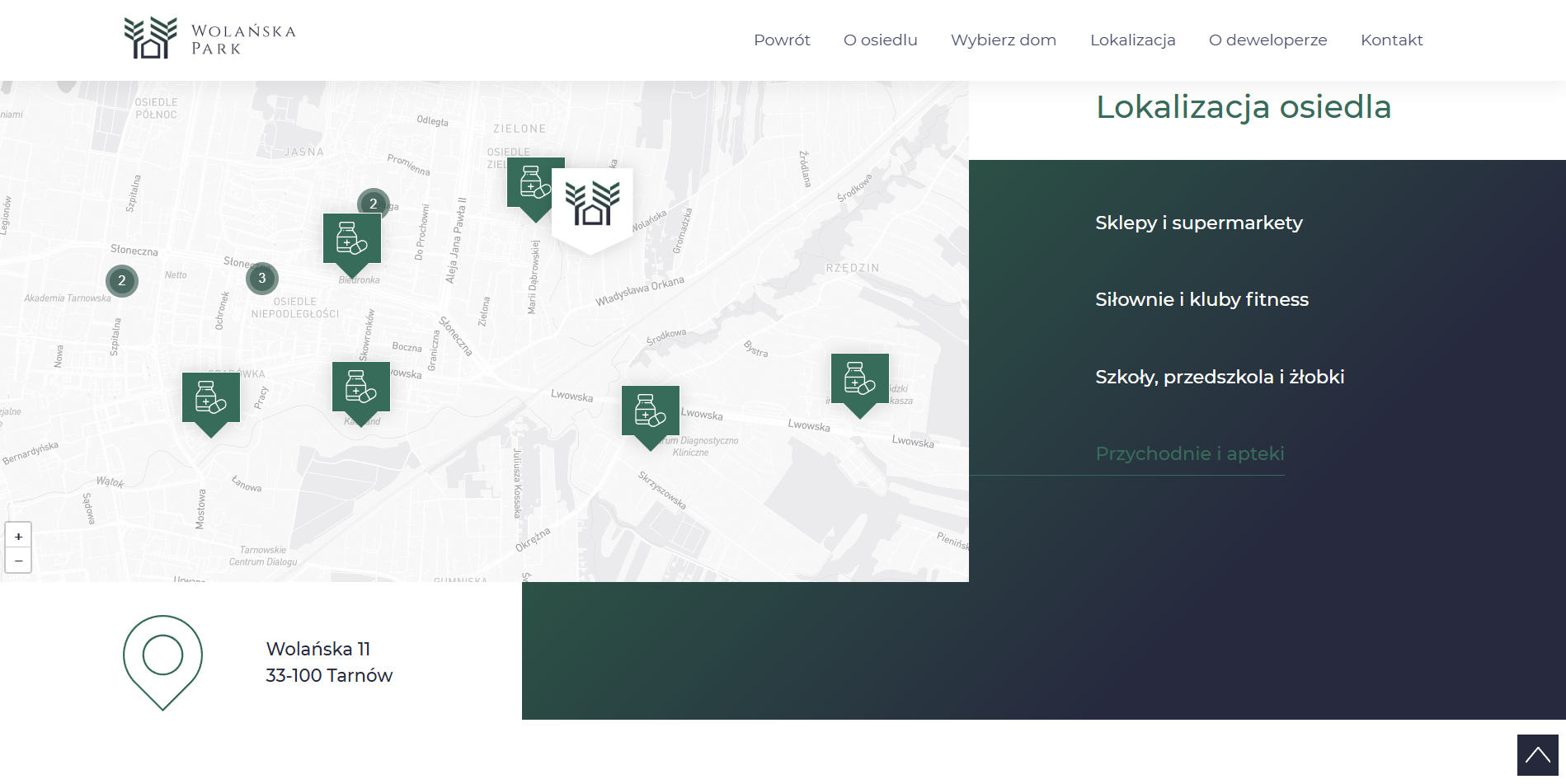 zrzut ekranu ze strony internetowej inwestycji Wolańska Park