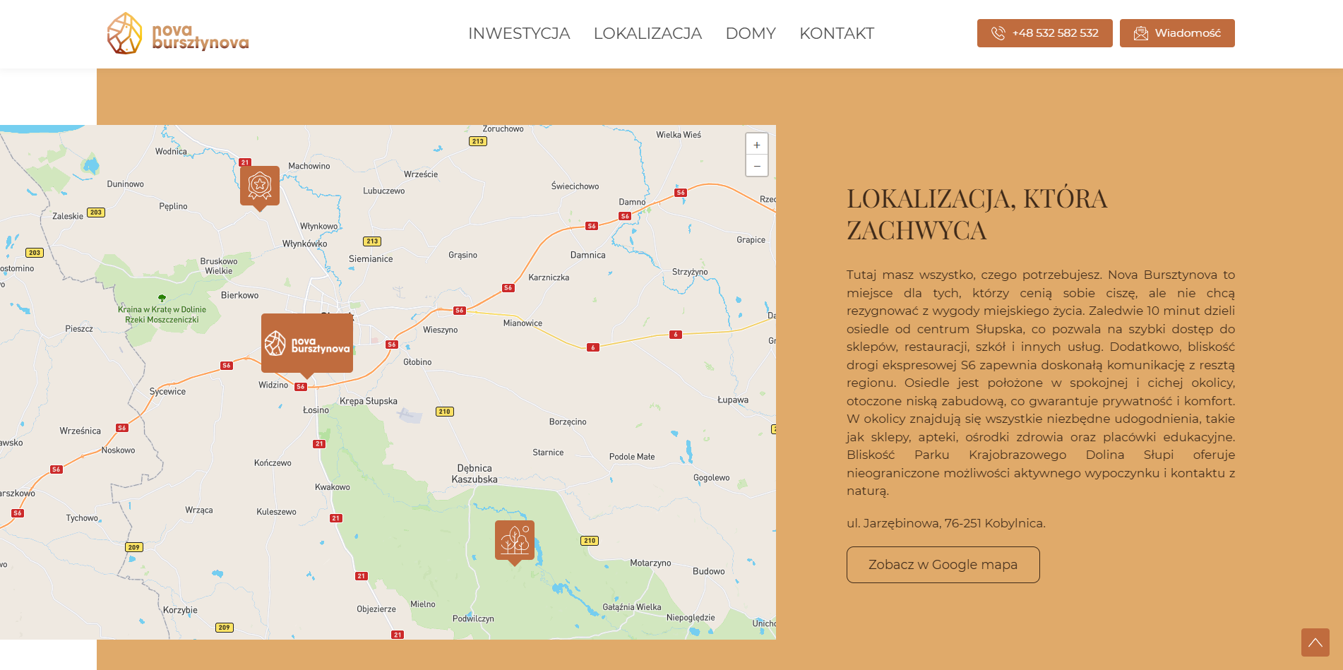 zrzut ekranu ze strony internetowej inwestycji nova bursztynova