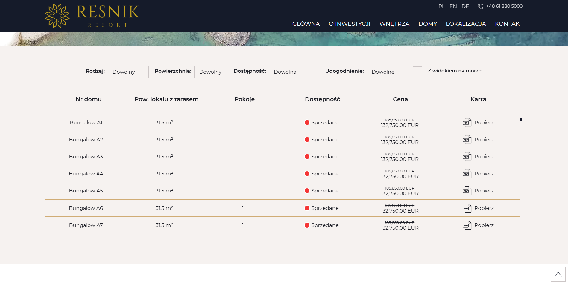 resnikresort_listalokali zrzut ekranu ze strony internetowej inwestycji Resnik Resort