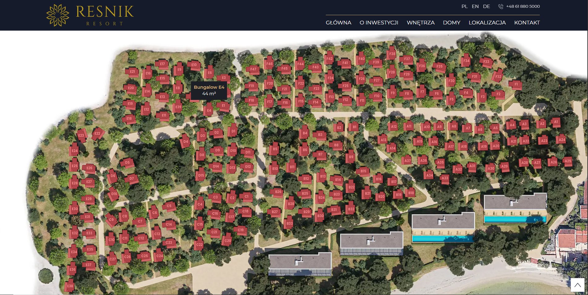 resnikresort_nawigator zrzut ekranu ze strony internetowej inwestycji Resnik Resort