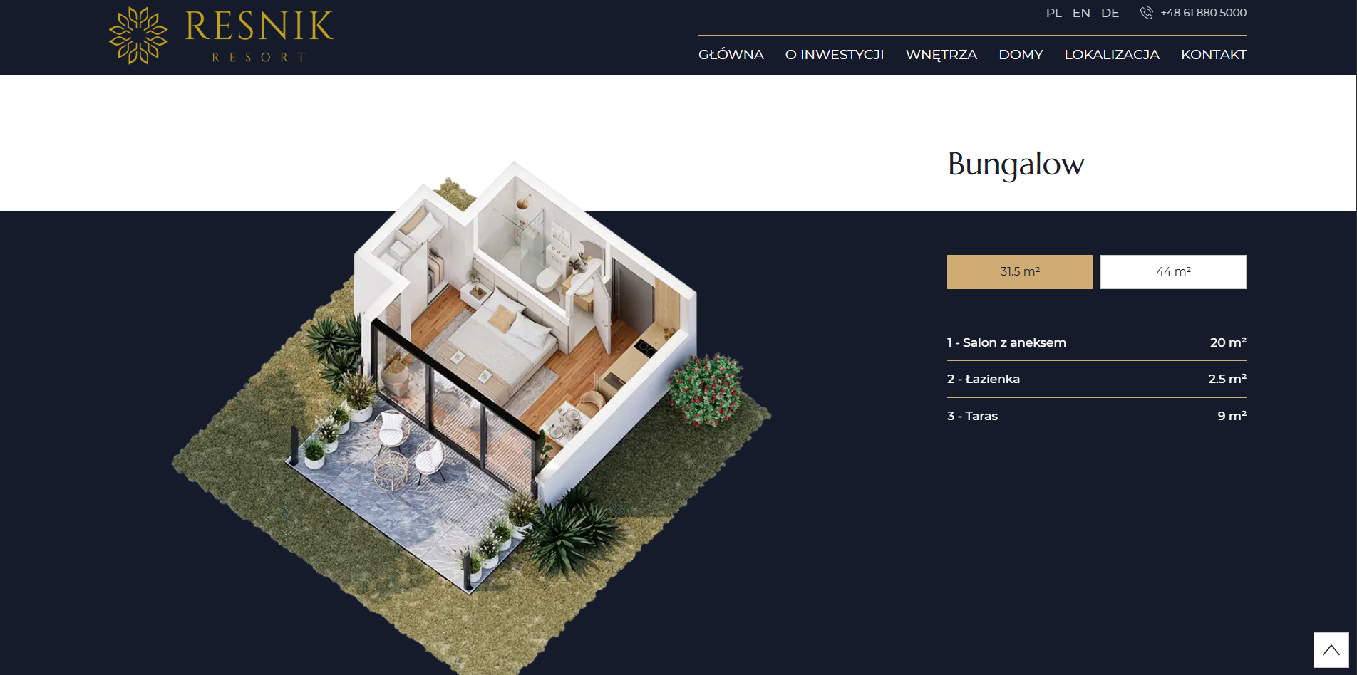 resnikresort_rzuty3d zrzut ekranu ze strony internetowej inwestycji Resnik Resort