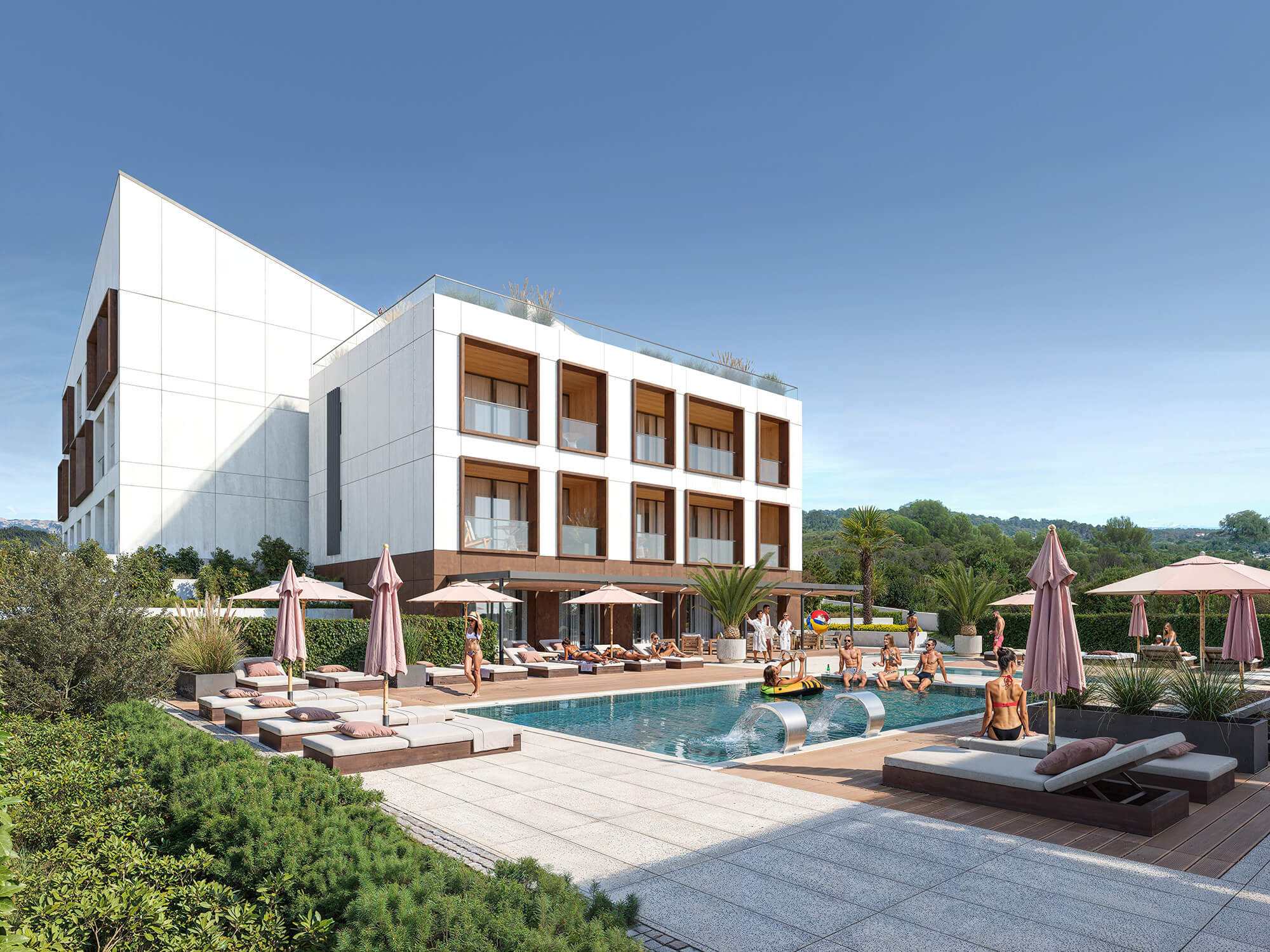 Strefa basenowa przy hotelu.