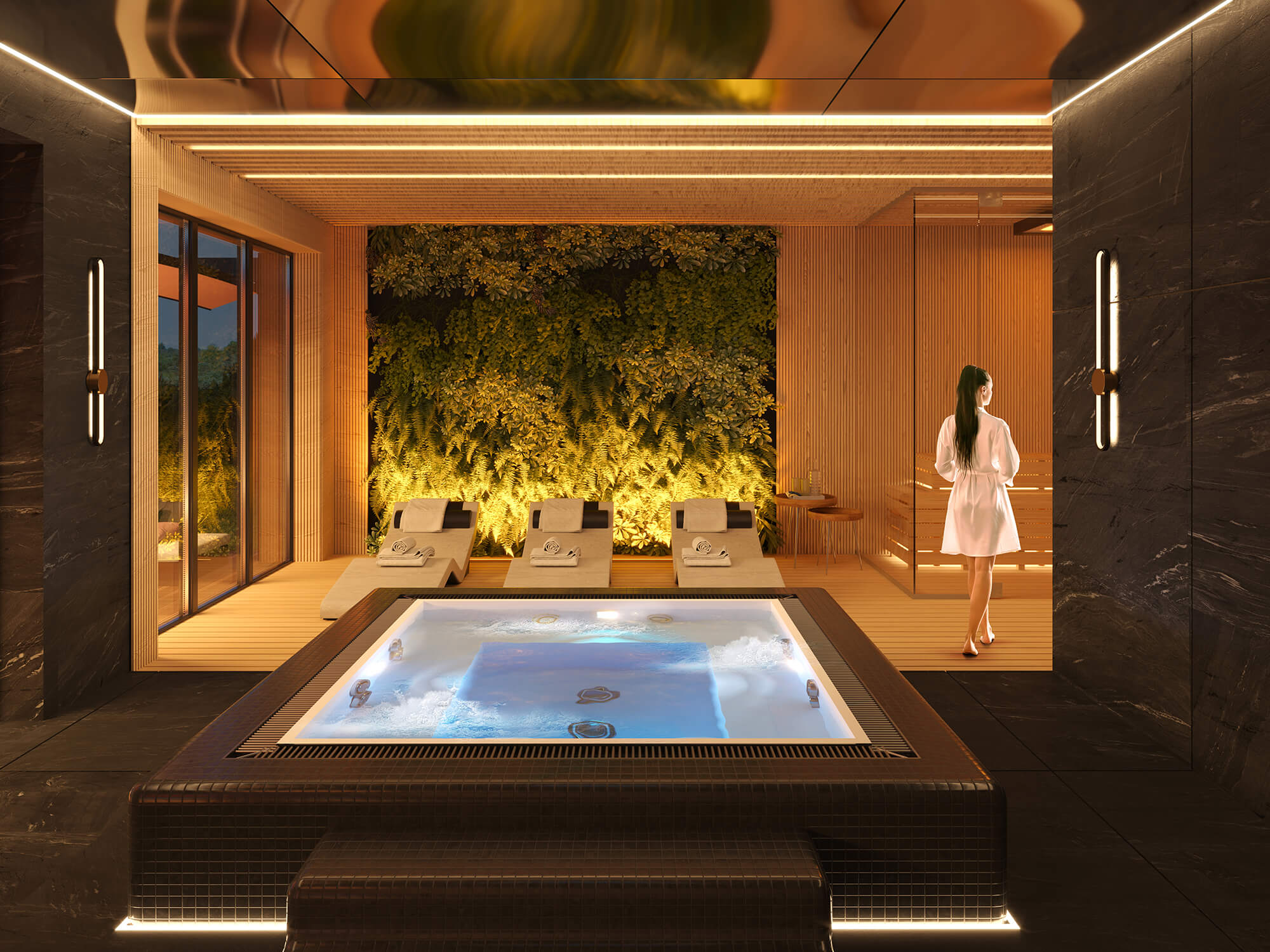 Hotelowe spa z jacuzzi i sauną.