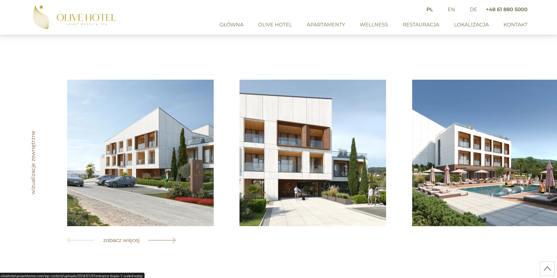 zrzut ekranu ze strony internetowej inwestycji Olive Hotel