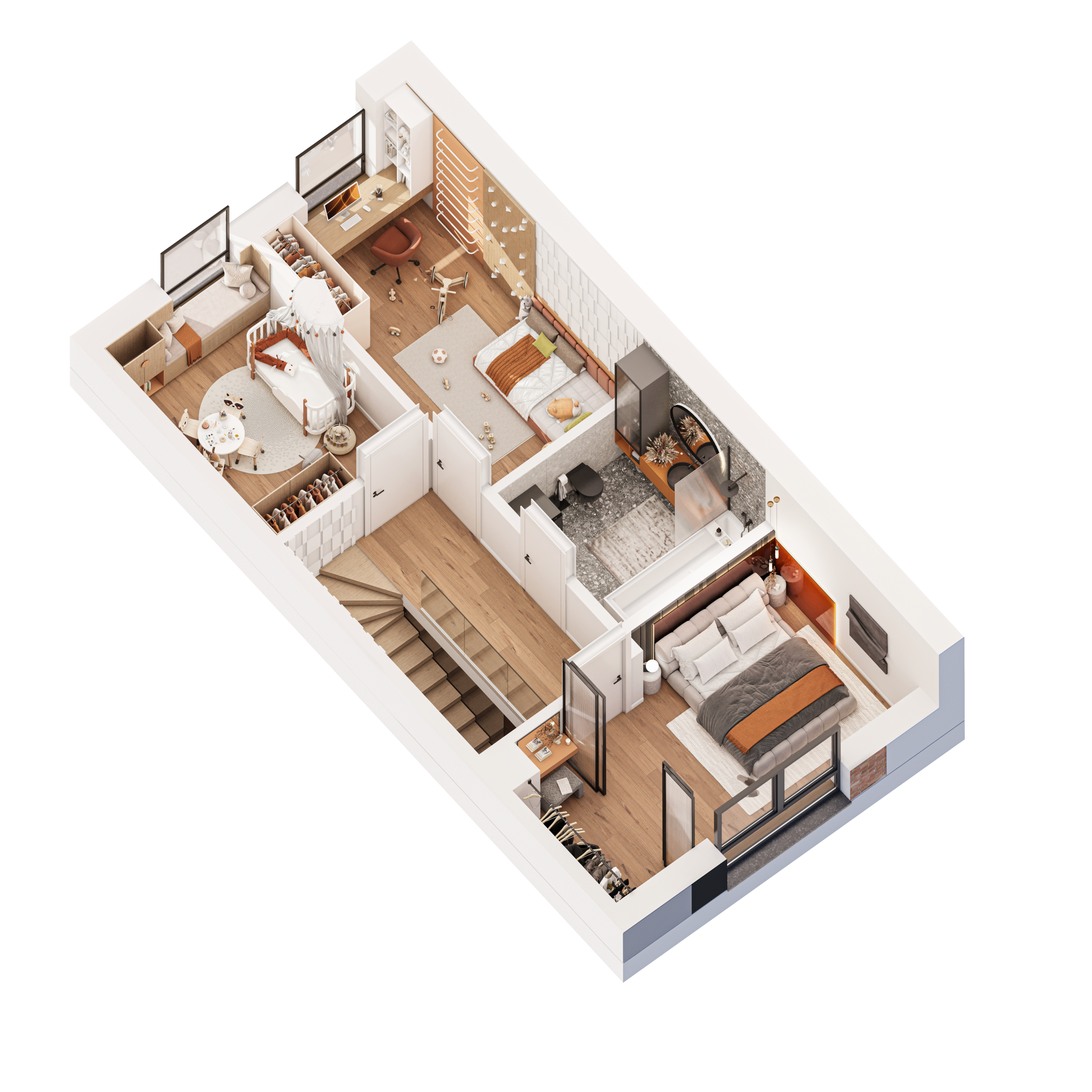 415_rzut-3d-piętro rzuty 3D mieszkan — graficzny plan lokalu deweloperskiego