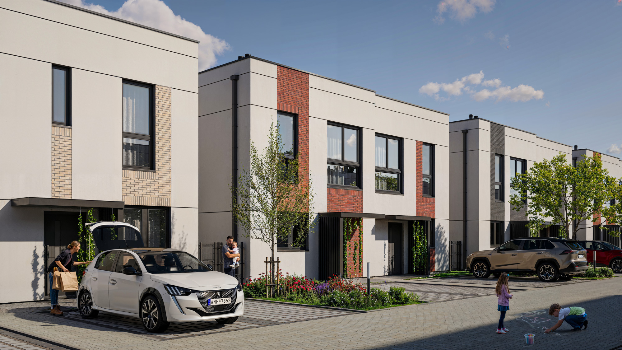 wizualizacje architektoniczne 3D — elewacja budynku mieszkalnego