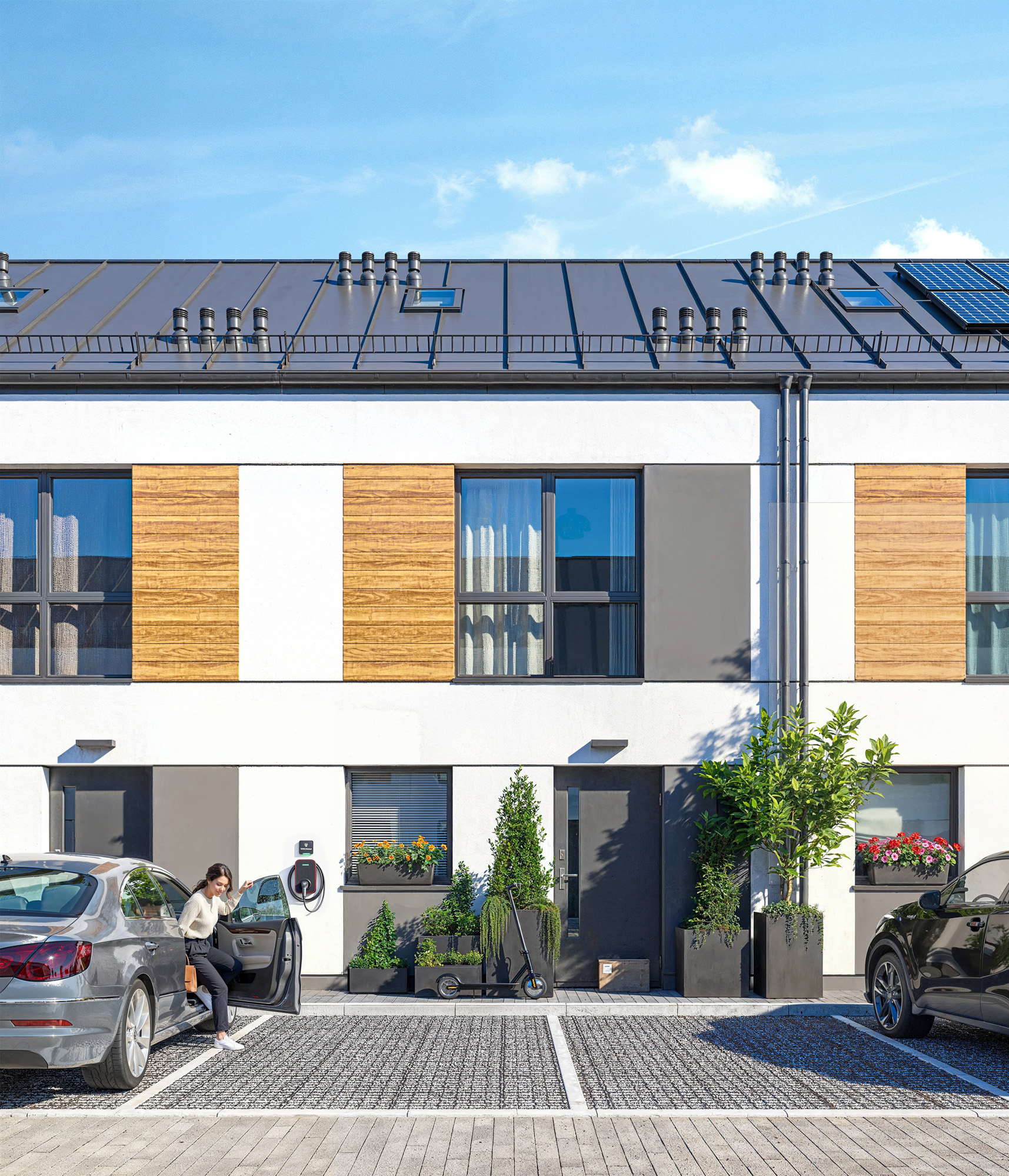 wizualizacje architektoniczne 3D — elewacja budynku szeregowego