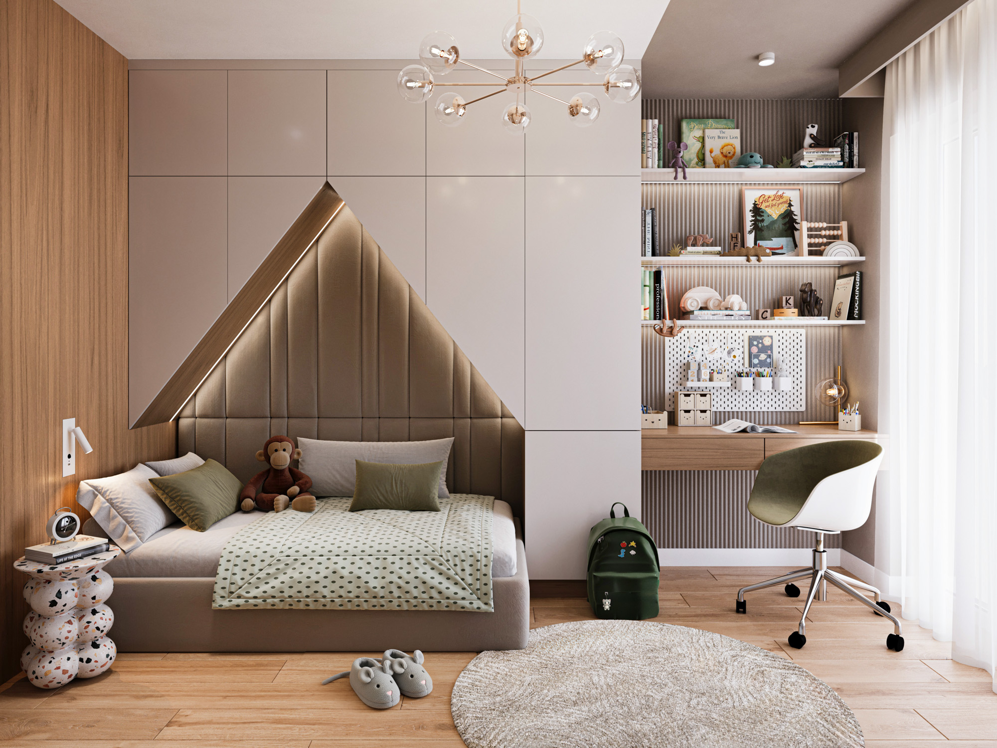 wizualizacje wnętrz 3D — pokój dla dziecka apartamentu deweloperskiego
