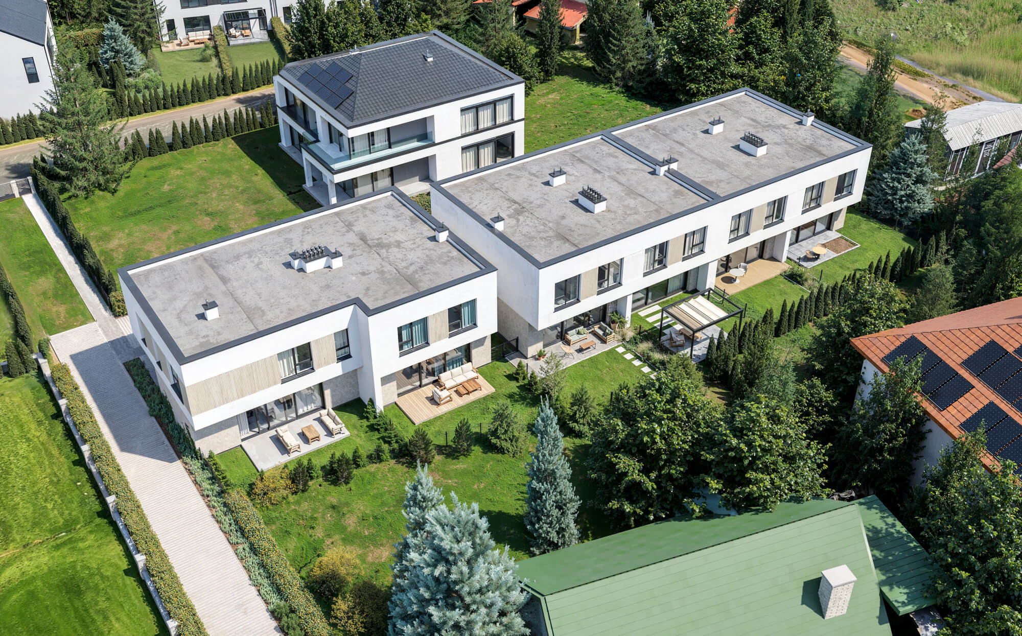 Wizualizacje 3D zewnętrzne Osiedla widok z lotu ptaka — Kokonat