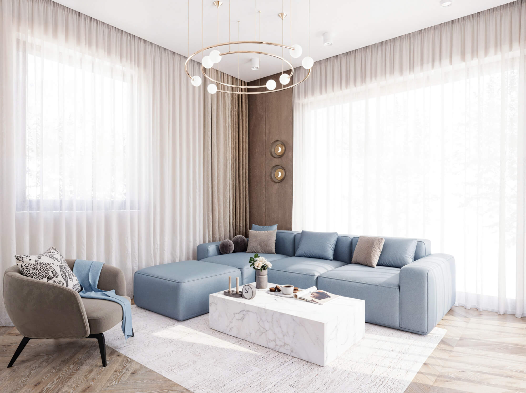 Wizualizacje 3D wnętrz inwestycji Lumina - salon