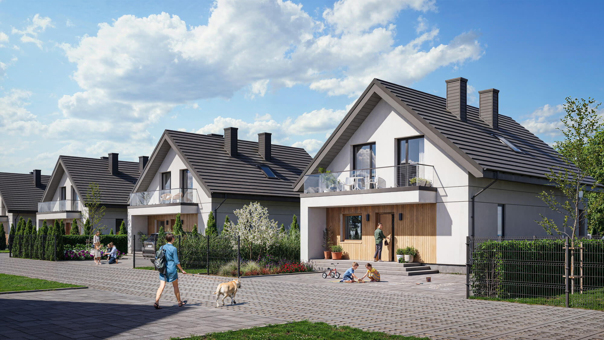Wizualizacje 3D inwestycji stawiccy - domki jednorodzinne