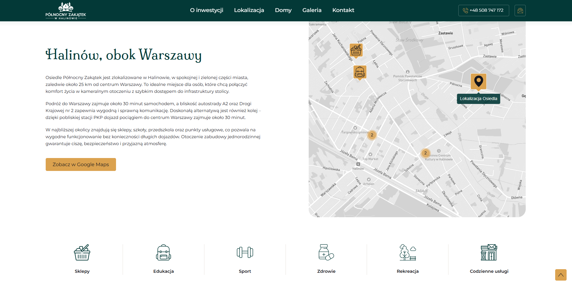 zrzut ekranu ze strony internetowej inwestycji północny zakątek
