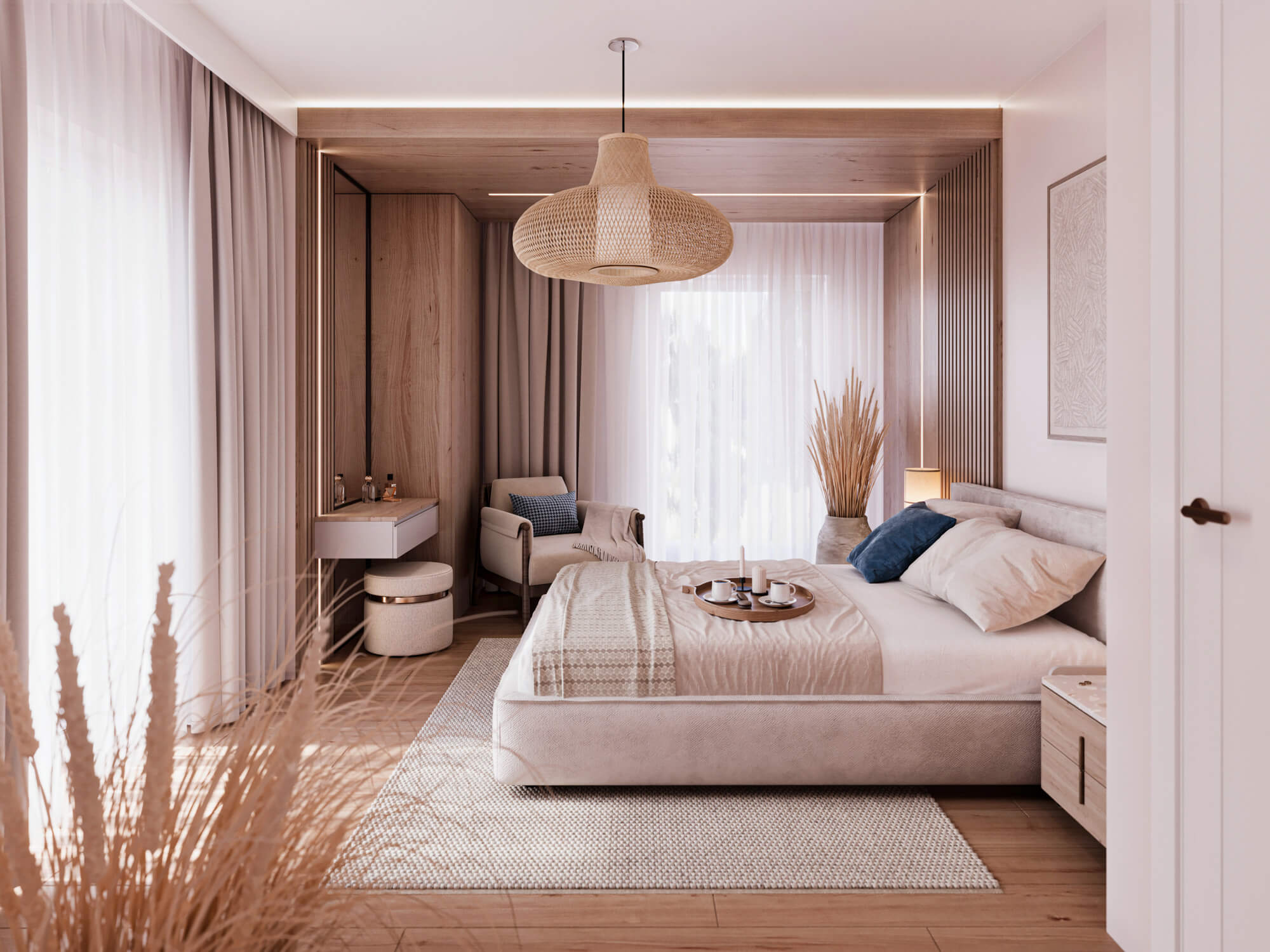 Wizualizacje 3D wnętrz inwestycji Apartamenty Akacjowa - sypialnia