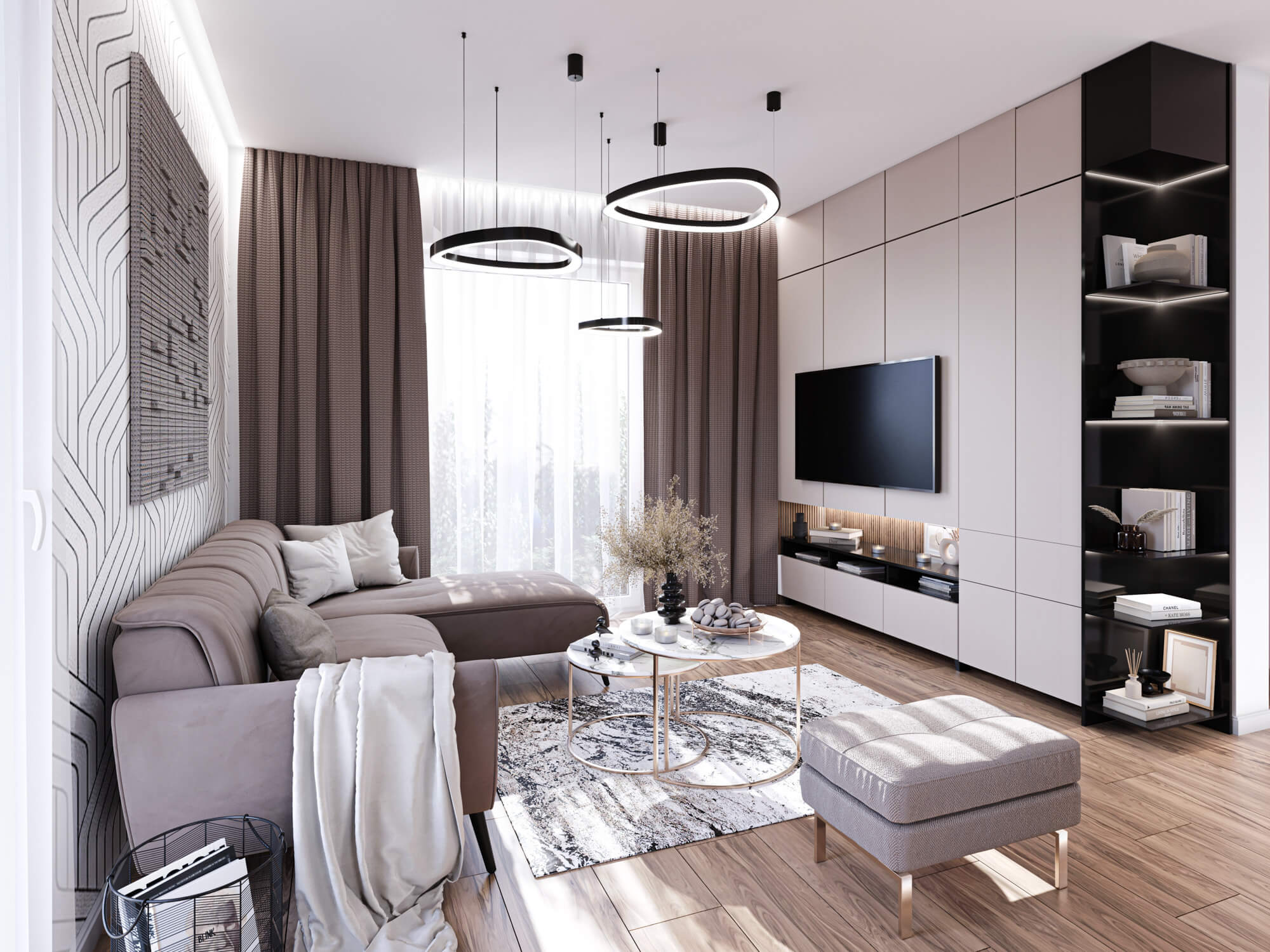 Wizualizacje 3D wnętrz inwestycji Zielona Rączna - salon