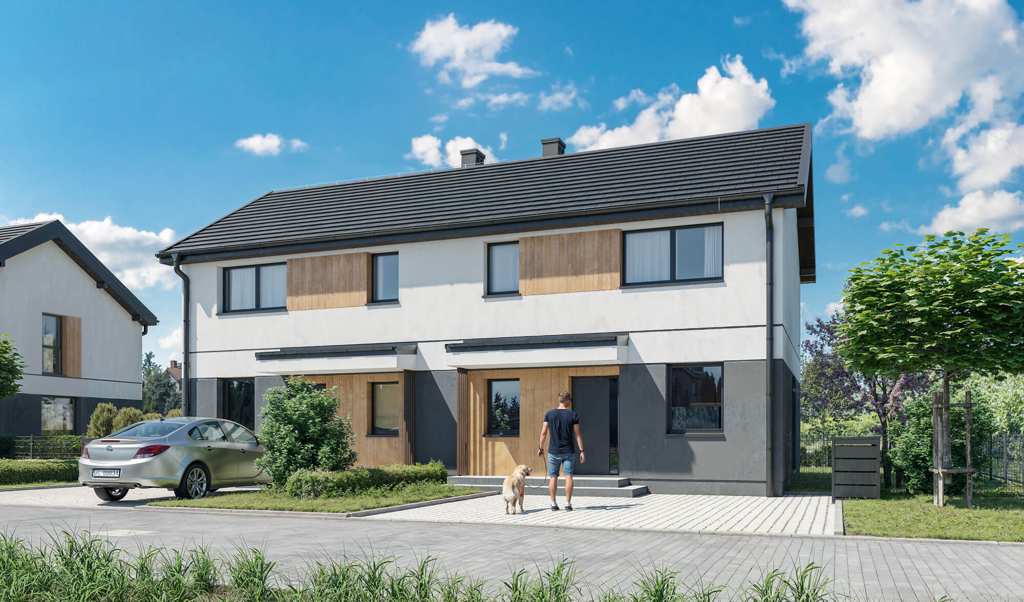 Wizualizacje 3D inwestycji Zielona Rączna - bliźniak