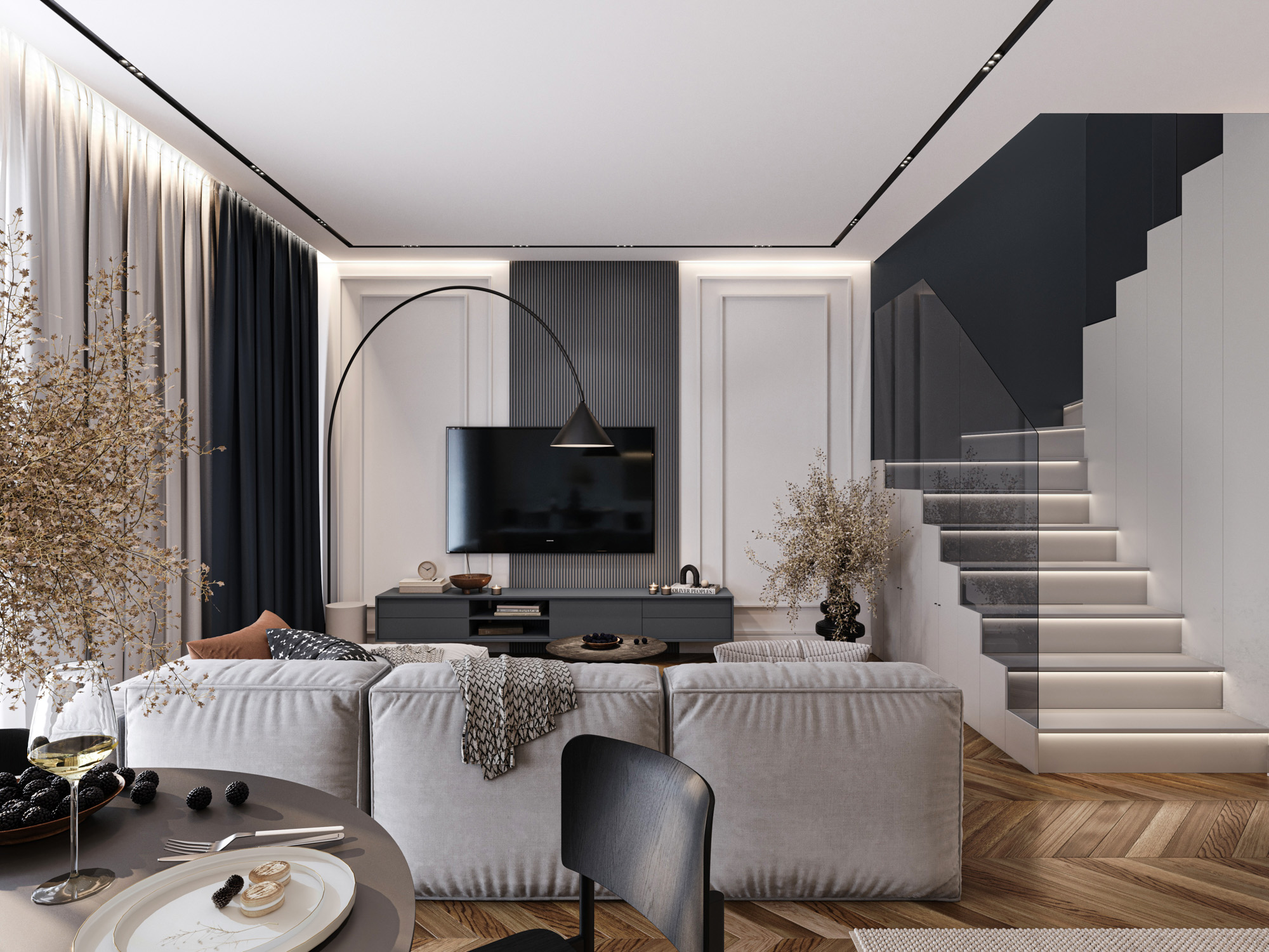 Wizualizacje 3D wnętrz osiedle Urocze - salon