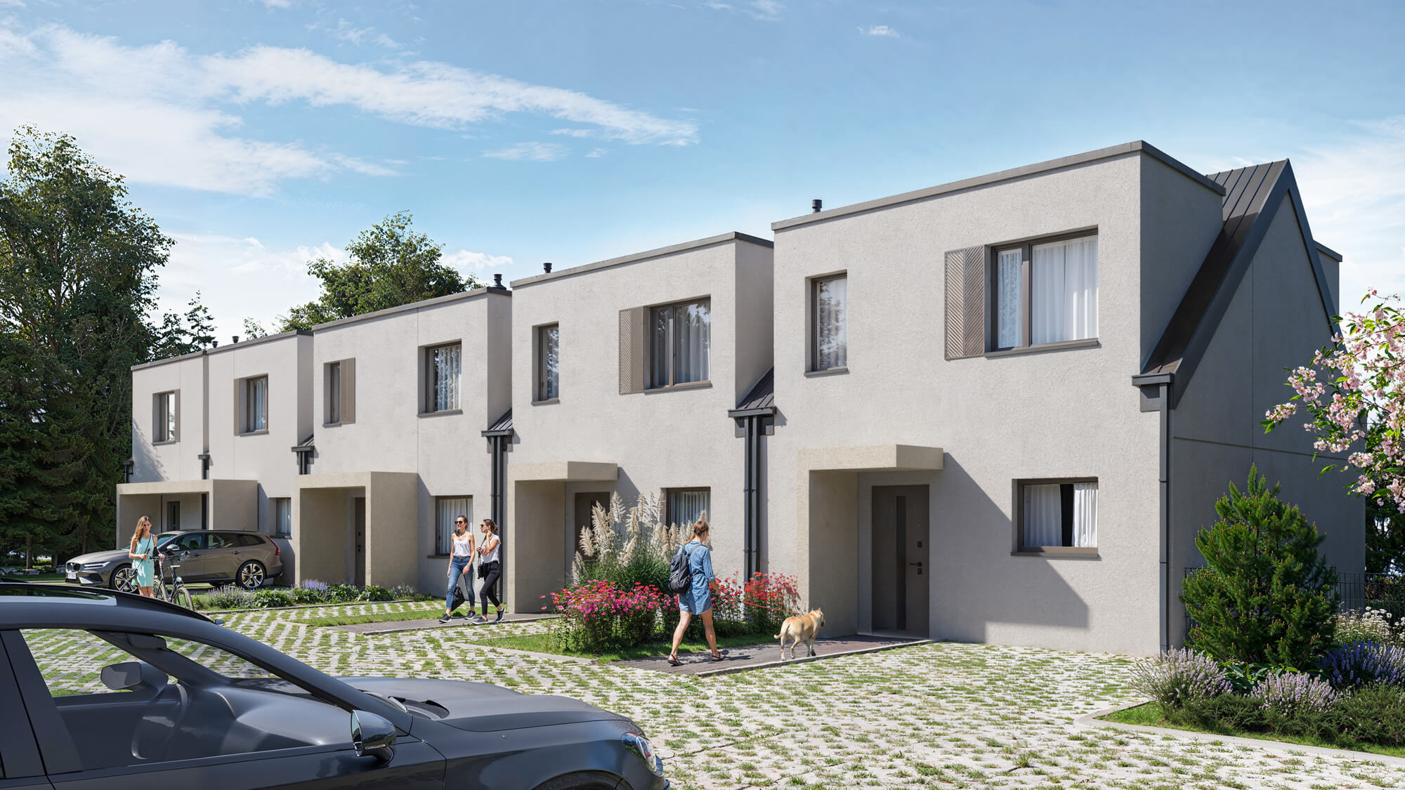 Wizualizacje 3D inwestycji Nad Groblą - strefa wejściowa