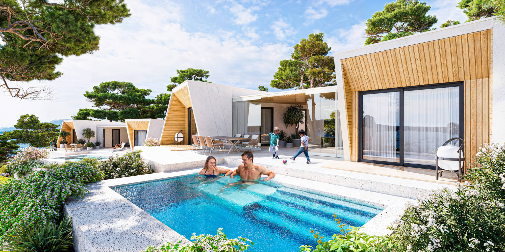 Wizualizacje 3D inwestycji Obonjan Resort - apartament z basenem