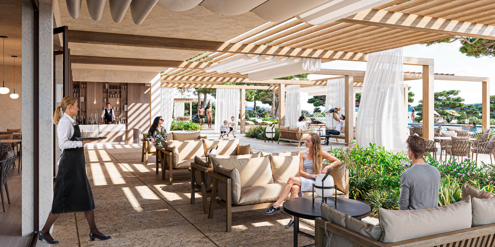 Wizualizacje 3D inwestycji Obonjan Resort - restauracja hotelowa