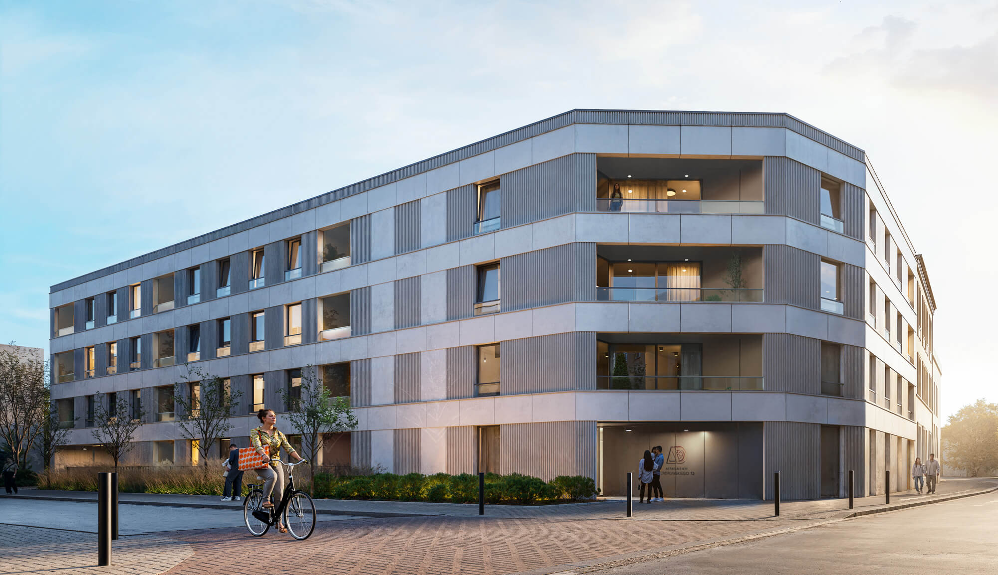 Wizualizacje 3D inwestycji Apartamenty Dąbrowskiego 12 - widok budynku wieczorem