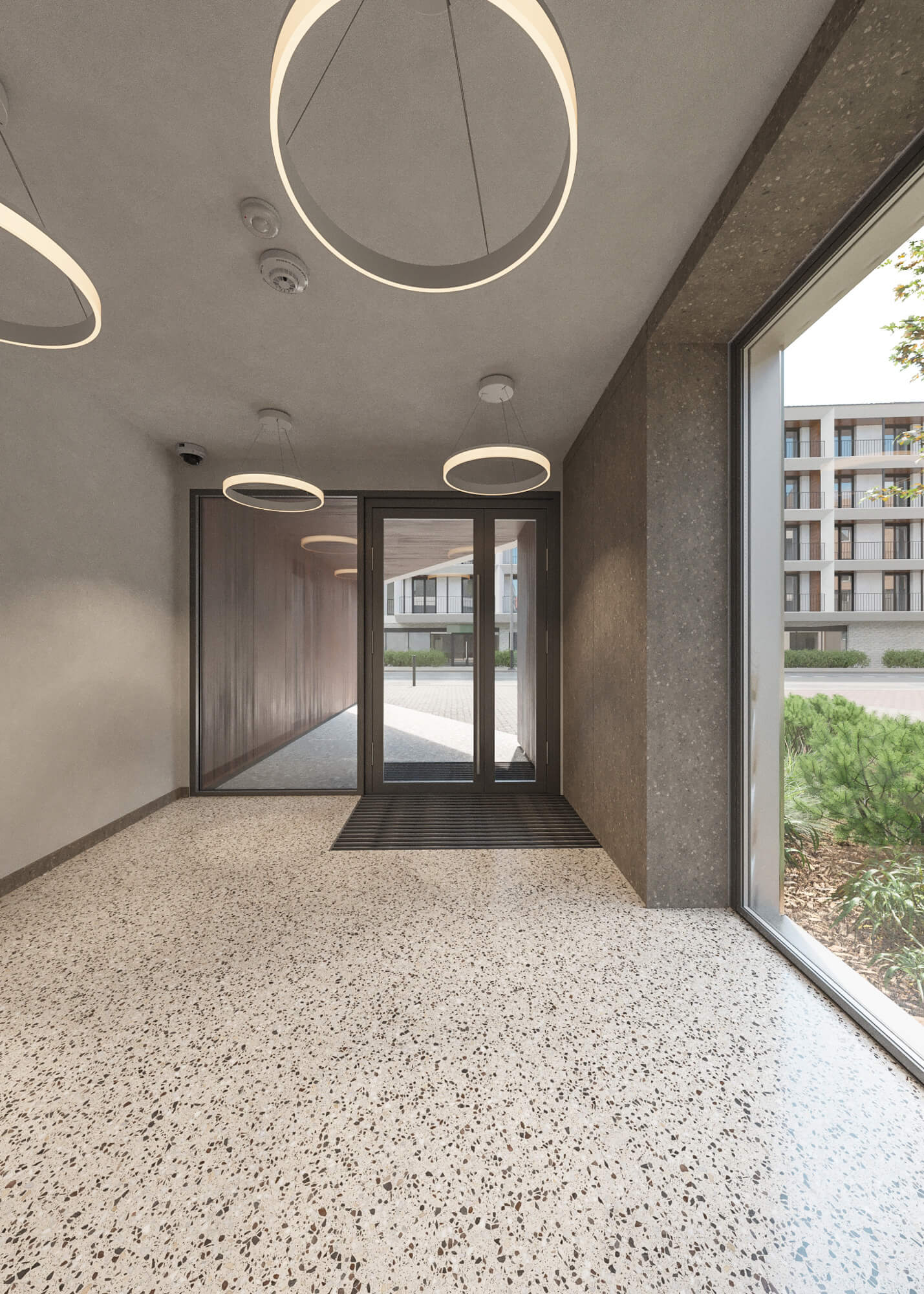Wizualizacje 3D inwestycji Apartamenty Dąbrowskiego 12 - wejście do budynku