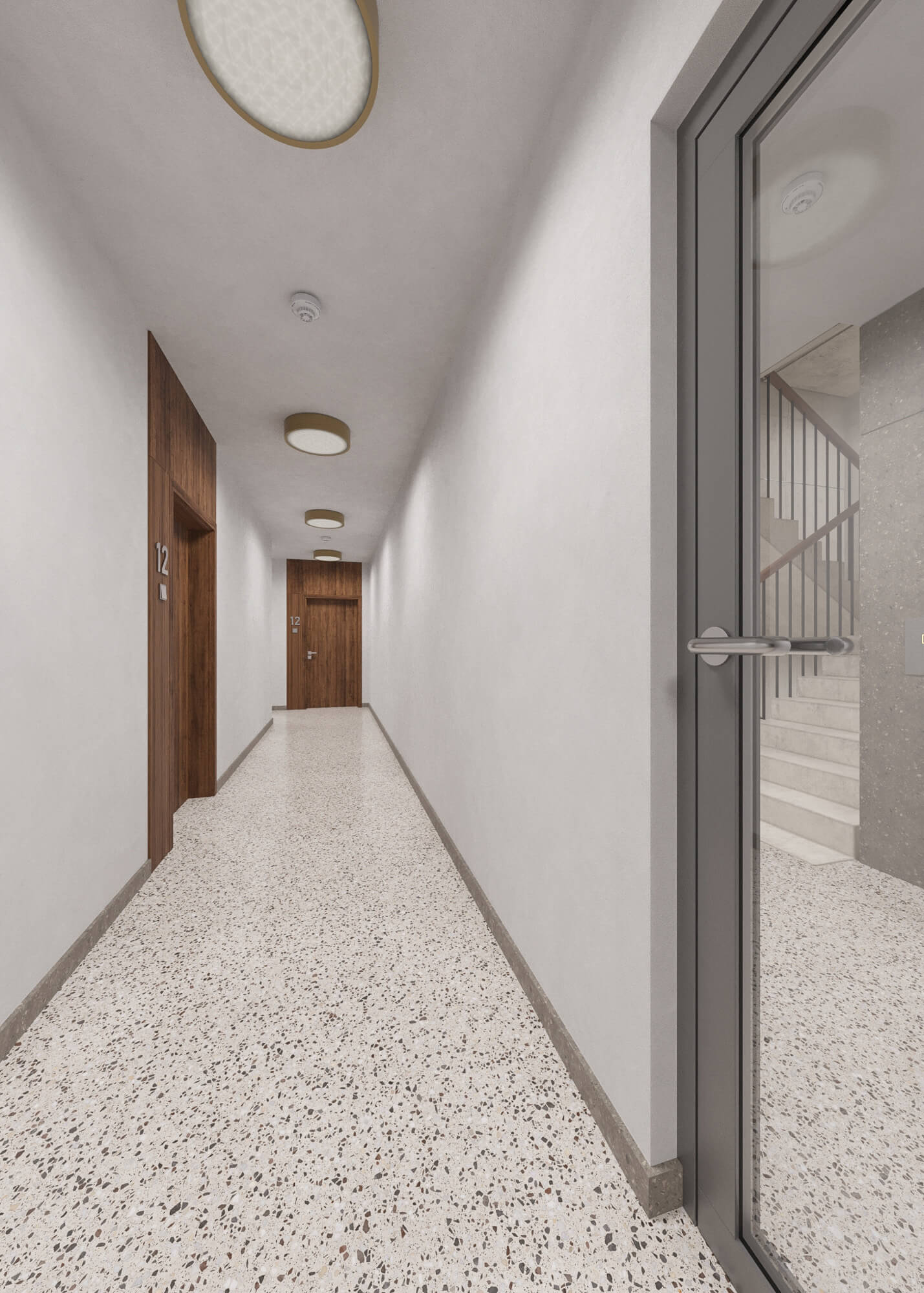 Wizualizacje 3D inwestycji Apartamenty Dąbrowskiego 12 - korytarz
