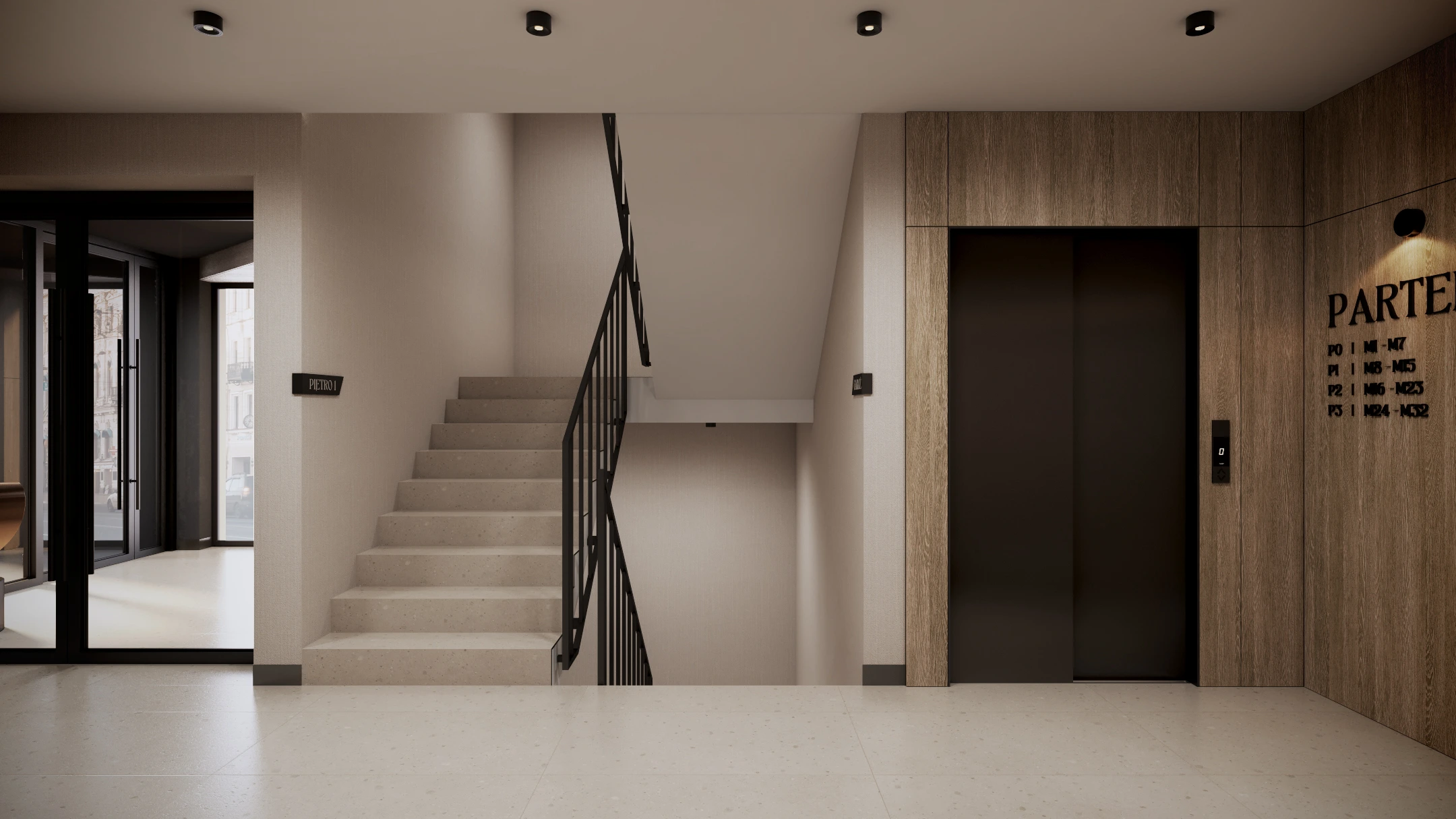 Wizualizacje 3D inwestycji Apartamenty Dąbrowskiego 12 - klatka schodowa
