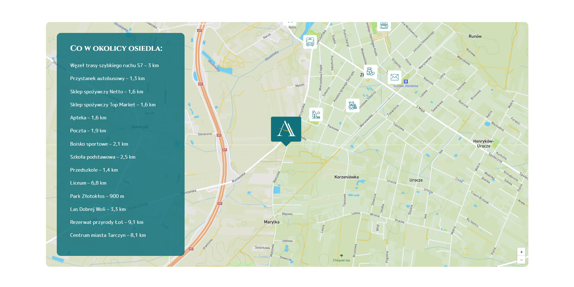 apartamentyakacjowa-lokalizacja zrzut ekranu ze strony internetowej inwestycji Apartamenty Akacjowa