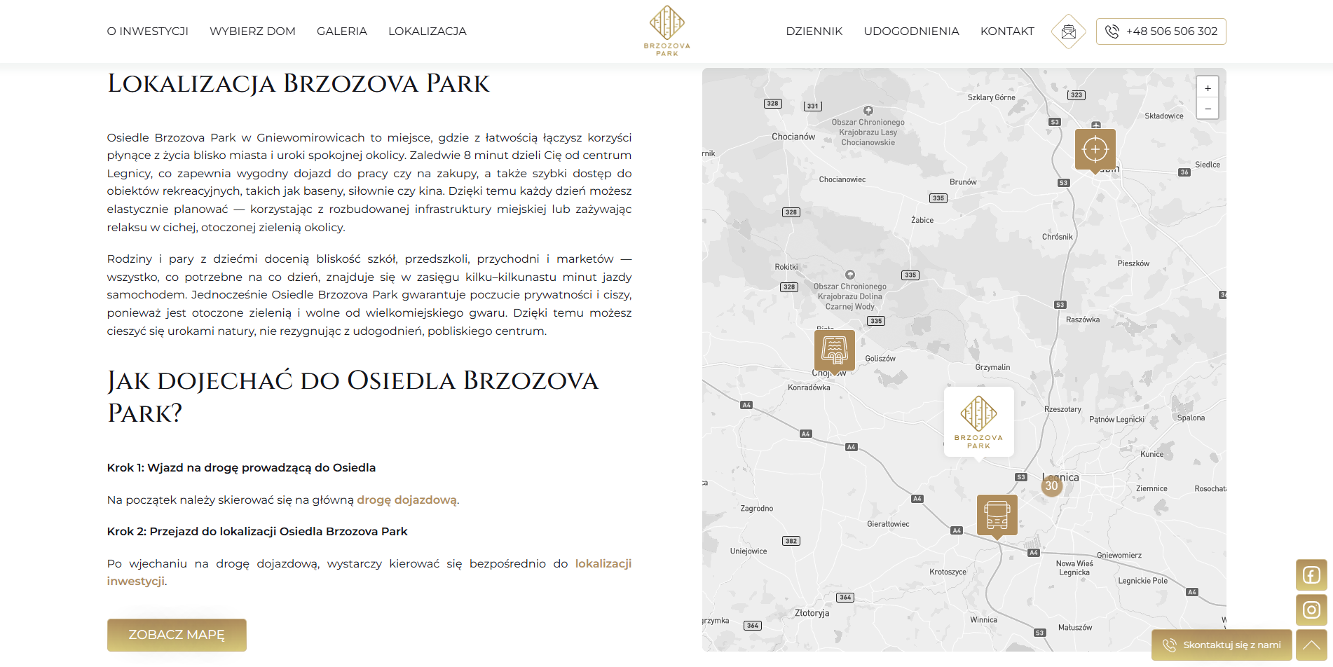 brzozwapark-lokalizacja zrzut ekranu ze strony internetowej inwestycji Brzozova Park