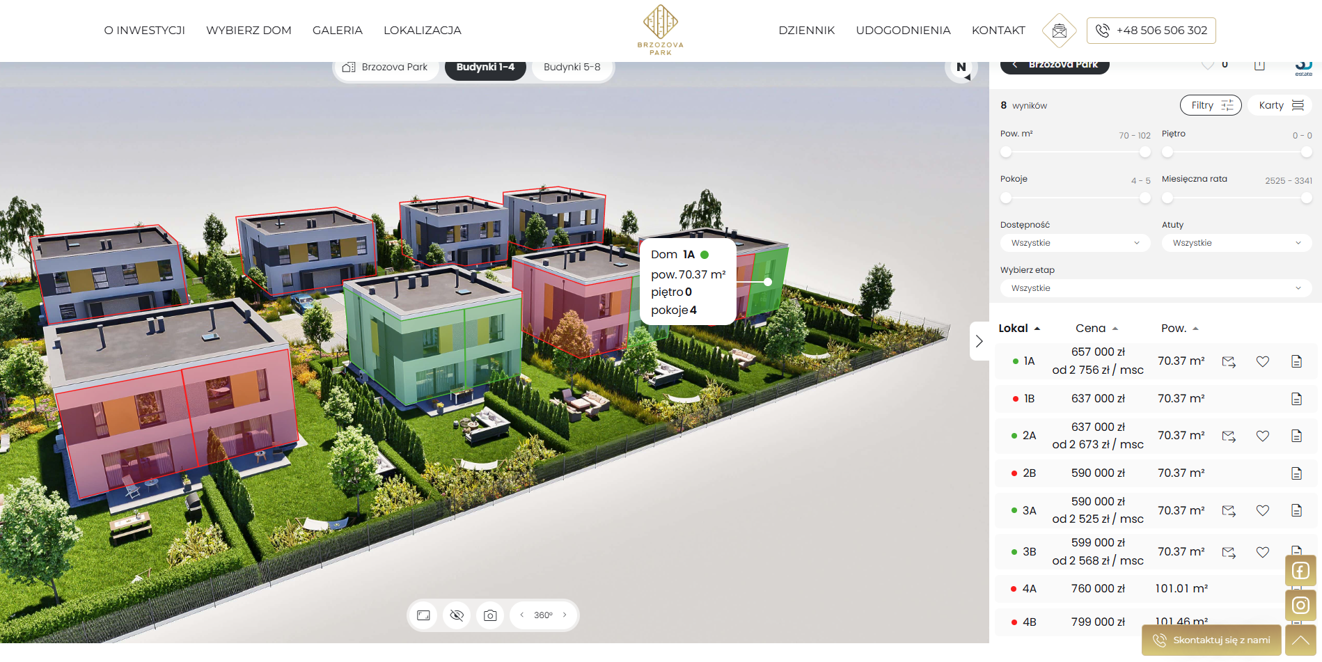 brzozwapark-nawigator zrzut ekranu ze strony internetowej inwestycji Brzozova Park