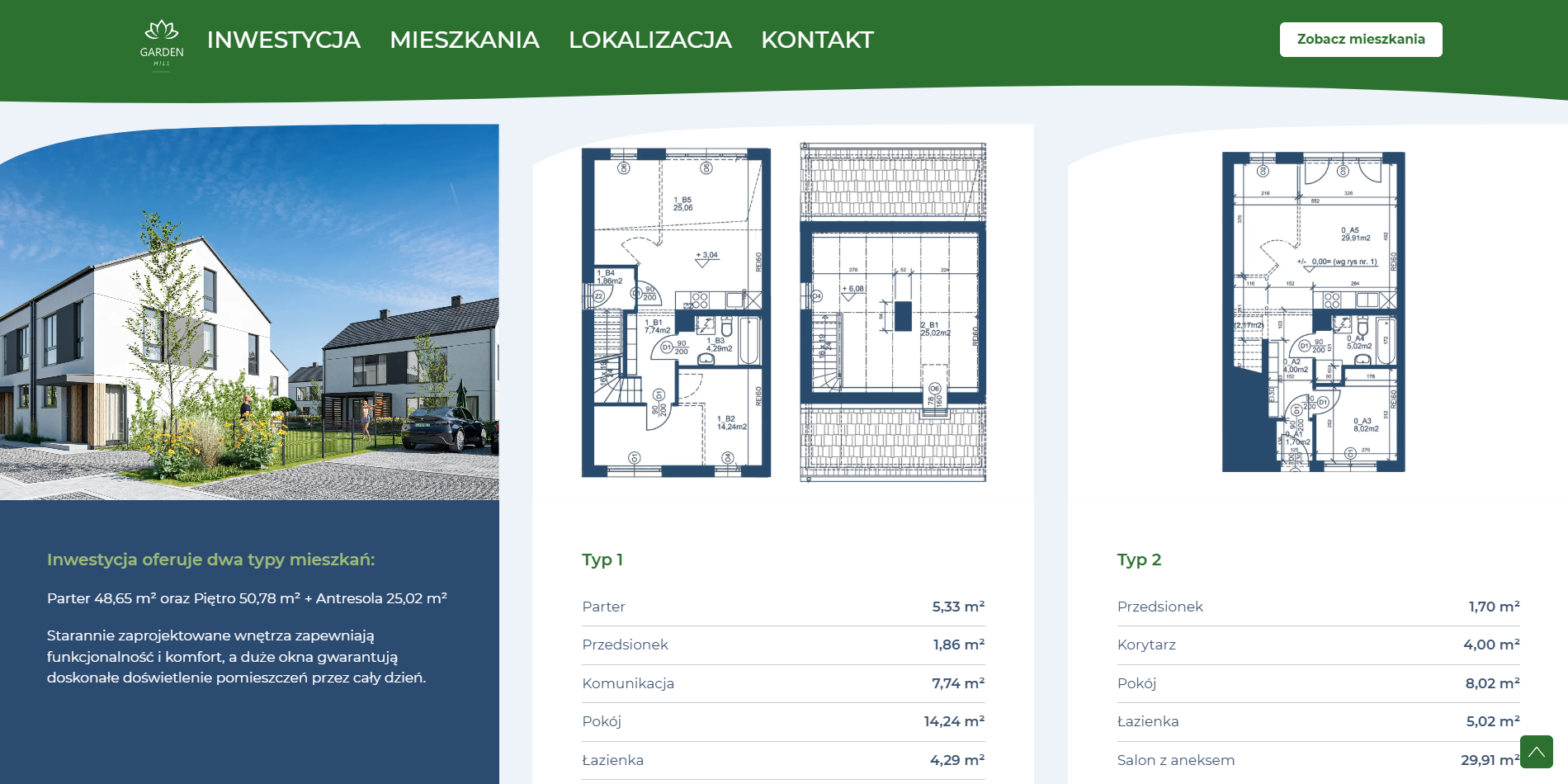 zrzut ekranu ze strony internetowej inwestycji Garden Hill