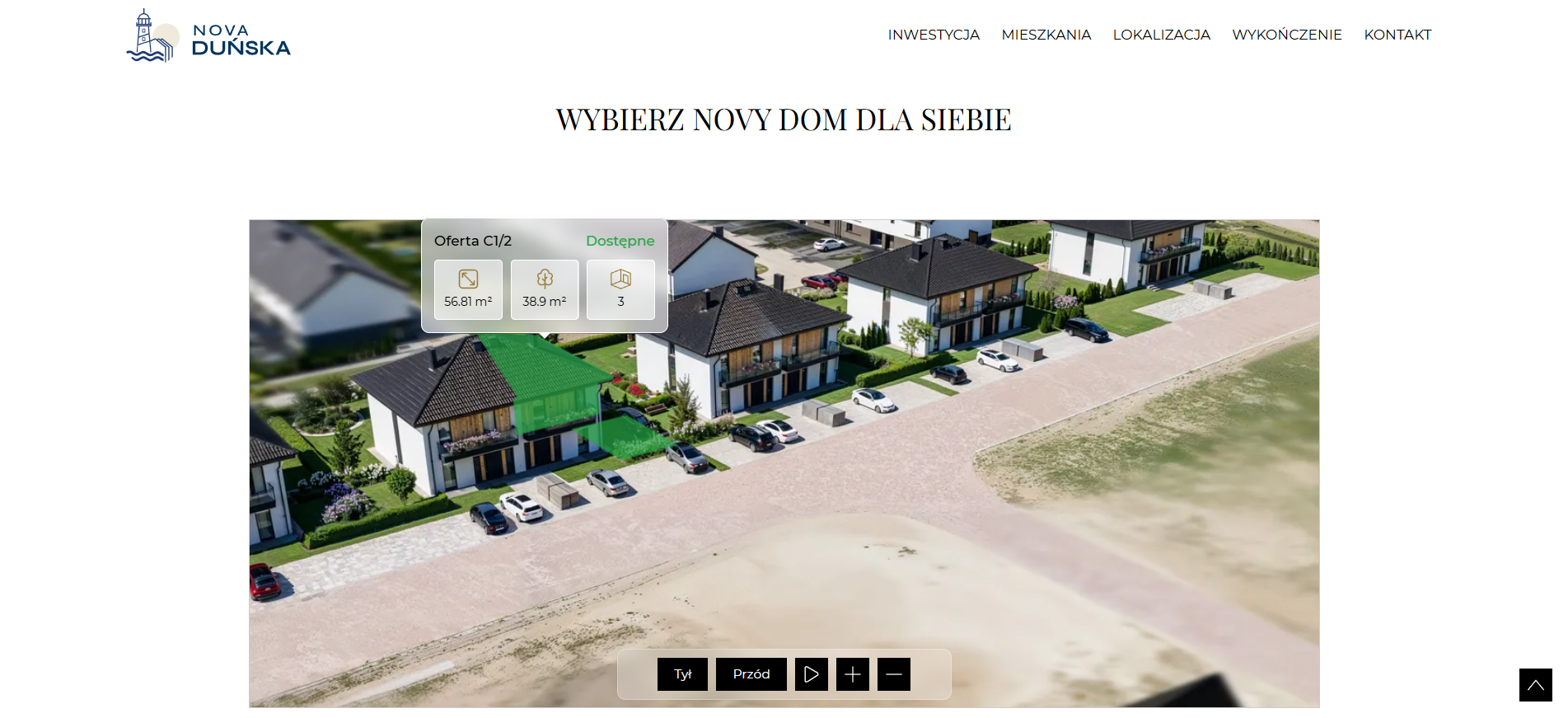 zrzut ekranu ze strony internetowej inwestycji Nova Duńska