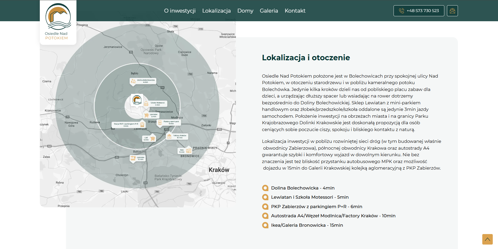 osiedlenadpotokiem-lokalizacja zrzut ekranu ze strony internetowej Osiedla Nad Potokiem