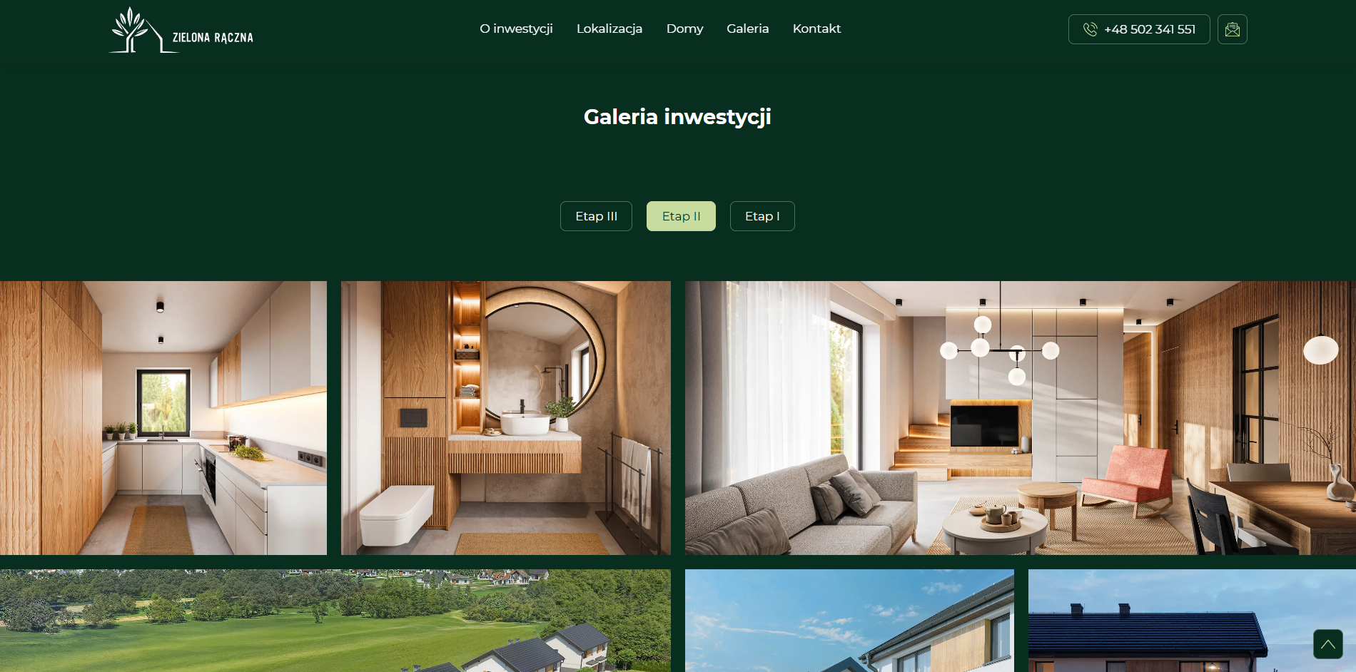 zielonaraczna-galeria zrzut ekranu ze strony internetowej inwestycji Zielona Rączna