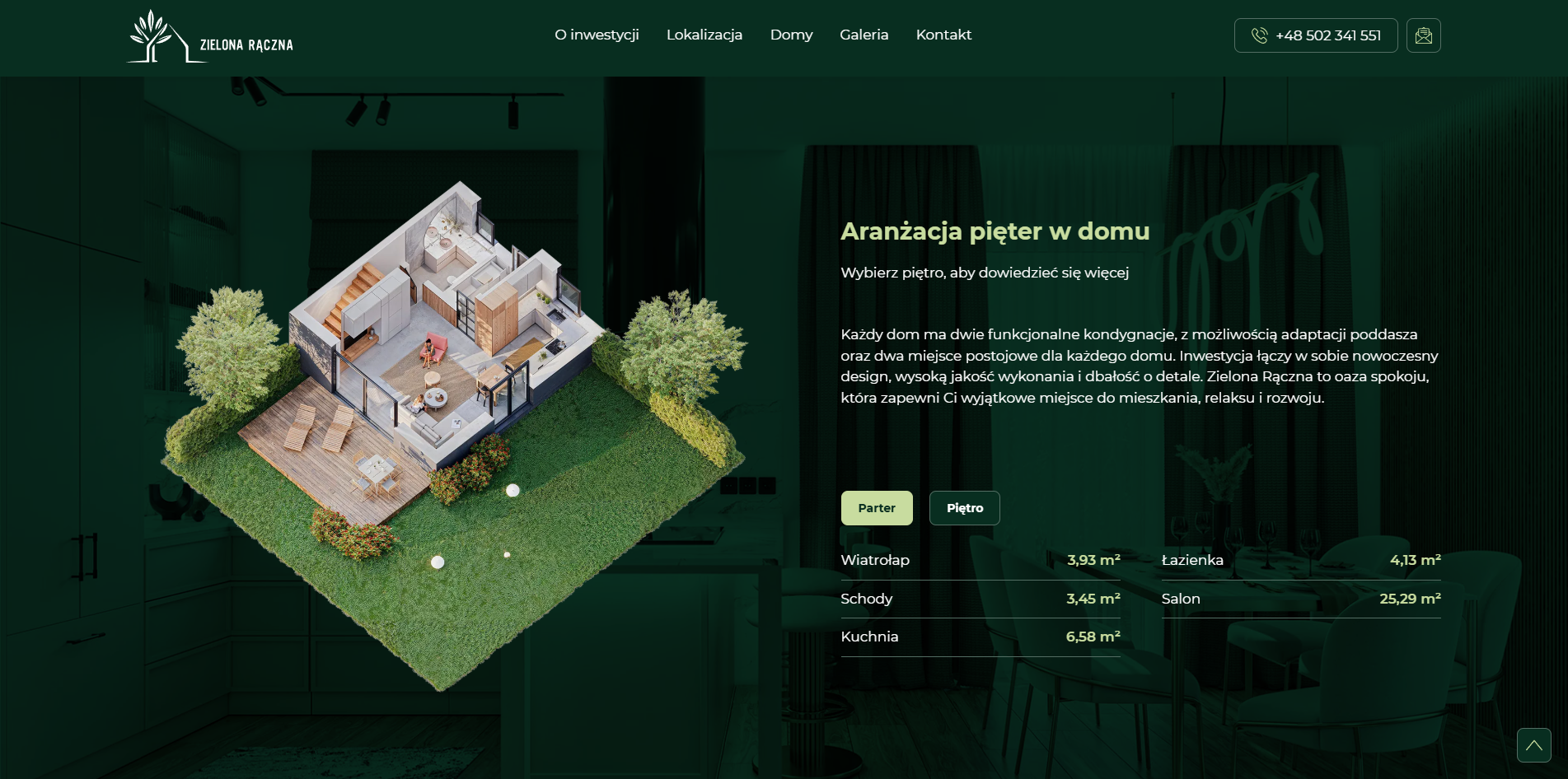 zielonaraczna-rzuty3d zrzut ekranu ze strony internetowej inwestycji Zielona Rączna