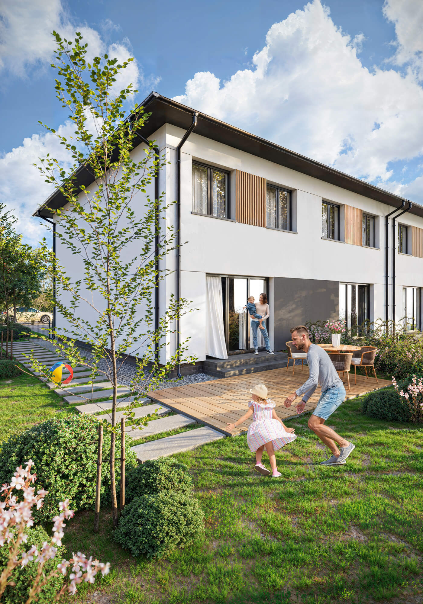 Wizualizacje 3D inwestycji w Ciemnej - lokal z tarasem i ogródkiem